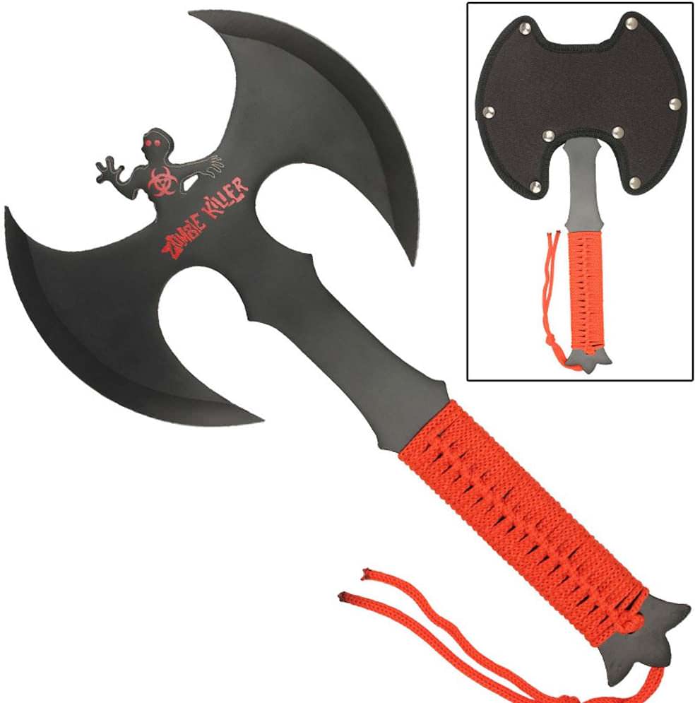 Zombie Killer Full Tang Double Headed Axe Red - Tophatter's Army Products & Self Defense Collectible Weapons - Tophatter Daily Deals